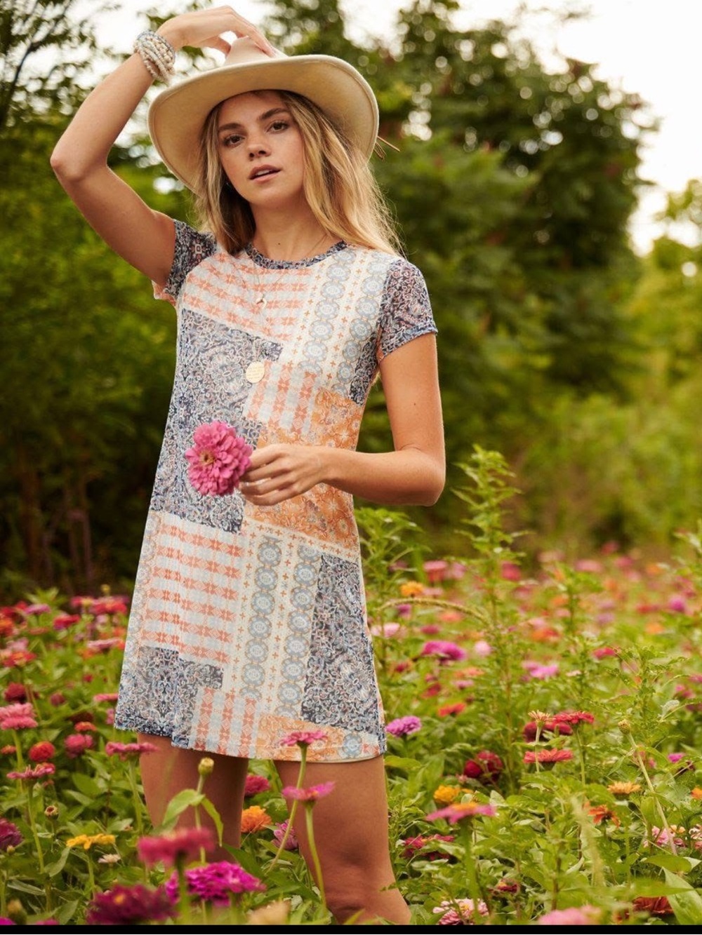 Altar’d State Luna patchwork print mini dress